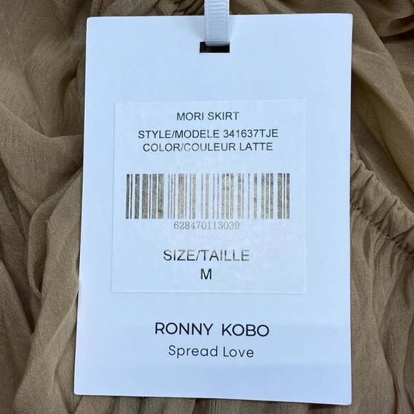 NEW RONNY KOBO Women's Mori Pleated Chiffon Midi Skirt Latte Beige Size M - Picture 4 of 10